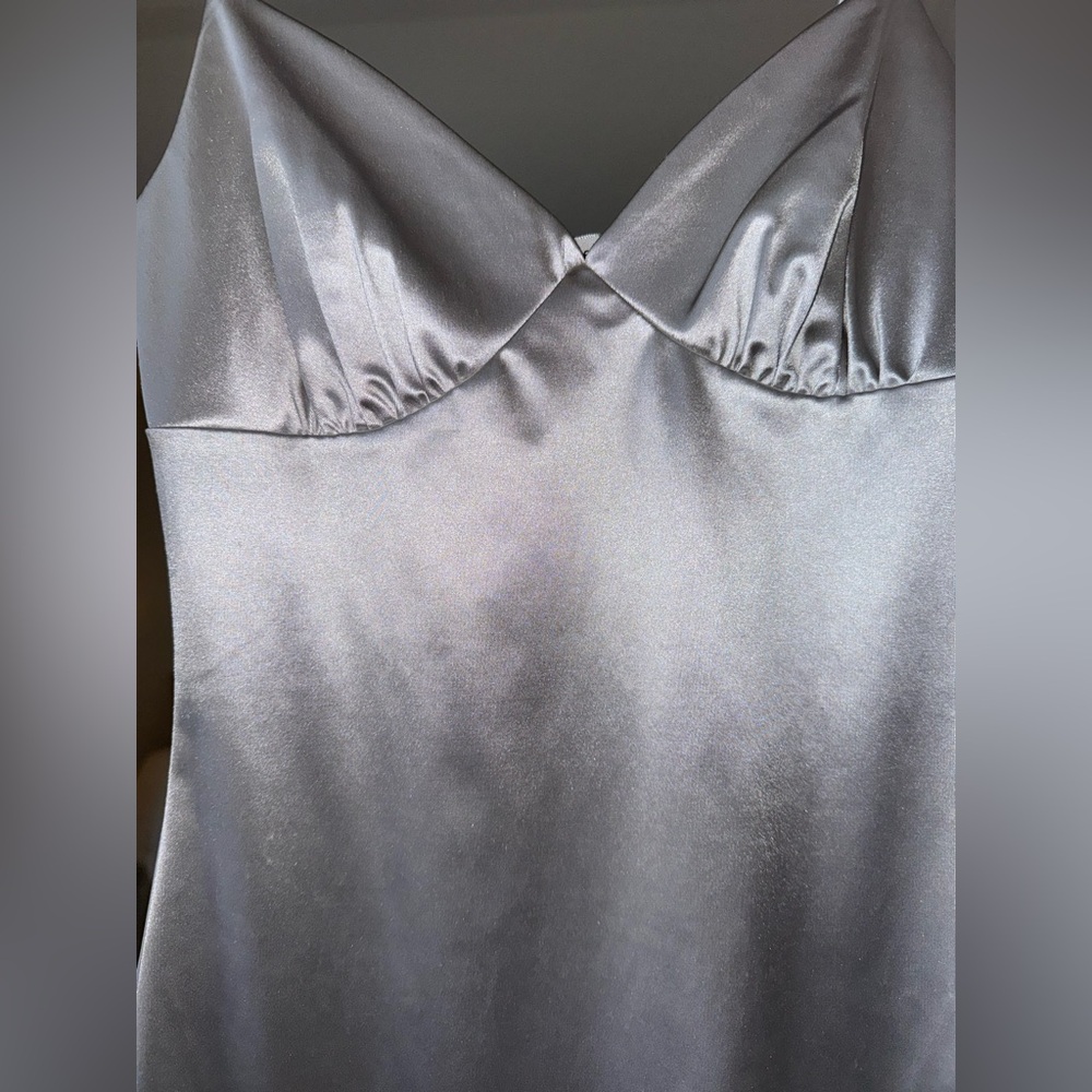 gaze Silver Satin Slip Dress